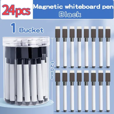 Magnetic Whiteboard Markers School Office Supplies Children Erasable Dry Wipe Bottled Brush Fine Nib 8 Colors Colorful Black Non Toxic Whiteboard Marker Pen with Eraser Cap Convenient Storage Stationery Magic Dry Erase Markers