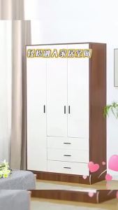 Wardrobe Household Bedroom Small Unit Simple Wardrobe Storage Cabinet Wooden Rental Room Economy Hanging Wardrobe