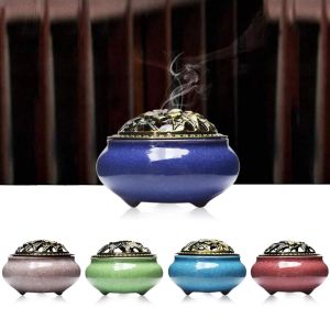 Vintage Ceramic Incense Burner Censer Ice Crack Insence Coil Stick Holder Sandalwood Agarwood Stand Home Living Decor 陶瓷香炉 冰裂檀香炉 盘香 香薰炉 拜神用品