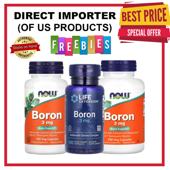 Complément Alimentaire NOW Foods Boron 3mg - 100 Gélules, Neuf, Fabriqué Aux USA