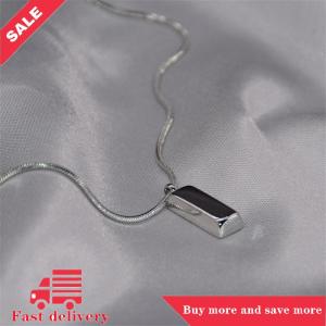 [COD] Creative Men Necklace Cool Geometric Necklace Titanium Clavicle Chain Boyfriend Gift Silver Color Bricks Punk Couple Necklace