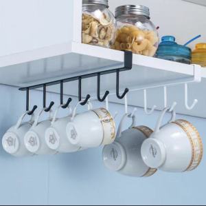 《SG SELLER》Kitchen Punch-Free Storage Rack Cabinet Partition Hook Single Row Strong Nail-Free Traceless Wall-Mounted Organizing Storage Rack