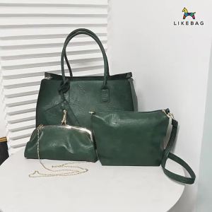 European and American trendy large-capacity mother-daughter bag fashionable commuter leather womens handbag crossbody zipper bag exquisite clip bag