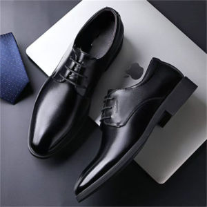 [Free Shipping] Blue Casual Business Formal Leather Shoes MenS Wedding Shoes Height-Increasing Loafers Work Shoes Waterproof And Lightweight