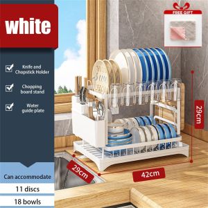 【Free Gifts】Dish Organizer Rack 2 Tier Dish Drying Rack With Drainboard And Utensil Storage Holders Space-Saving Shelf For Kitchen Counter Aatroxw