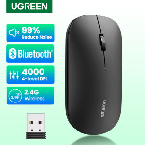 UGREEN Silent Wireless Mouse Dual Model 2.4Ghz Wireless Bluetooth 5.0 4-Level Adjustable Silent Buttons 4000 DPI Optical Tracking Ambidextrous PC / Mac / Laptop/Tablet/Phone