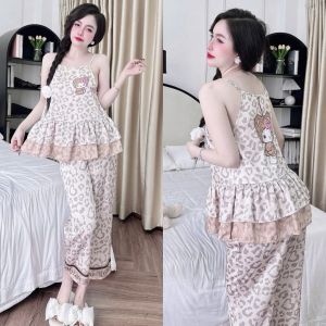 Yếm Lụa Latin 2 Lớp Bèo Lửng 9 Tấc Quần dài 80cm có túi phom dưới 60kg