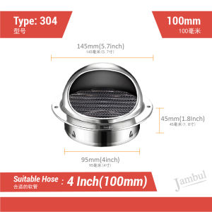 Stainless Steel Hose End Cover Ducting Cap Hood Exhaust Vent Keluli Tahan Karat Penutup Hujung Salur Hos Ekzos 不锈钢排风帽