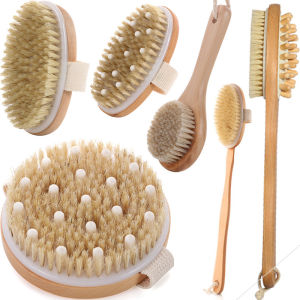 2 In 1 Dry Skin Body Massage Brush Natural Bristle Dead Skin Remover Anti Cellulite Exfoliates Blood Circulation Massage Tools2026