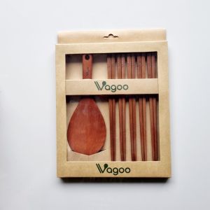 VAGOO- Bộ vá cơm và 5 đôi đũa gỗ hàng xuất đi Nhật Hàn