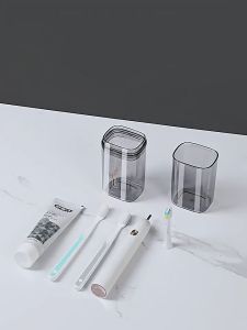 2in1 Transparent Soap Toothbrush Holder Portable Toothbrush Mouthwash Cup With Lid Sealed For Dra