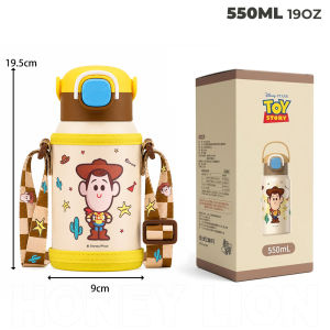 Disney x HoneyLion - Disney Toy Story 550ml Insulated Tumbler 316 Stainless Steel Straw Bottle with Sleeve Gift for Kids and Fans