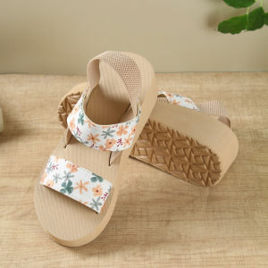 [Free Shipping] New Floral-Patterned Lightweight Thick-Soled EVA Sandals For Women Fashionable And Versatile With An-Inspired Style Perfect For The Beach And Designed To Give Students A Height Boost For Summer