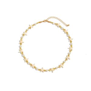 Nature Themed Adjustable Starfish With Soft Luster Pearls Comfortable Beaded Neckchain For All Day Use