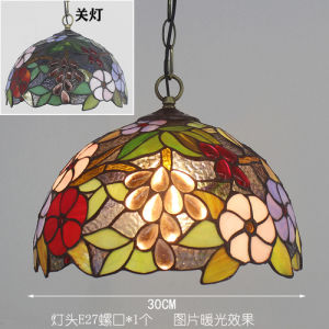 30CM Vintage Tiffany Chandelier Handmade Glass Pendant Light Hanging Baroque Sunflower Design Stained Glass Shape Luxury Room Decoration