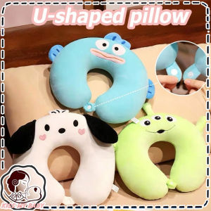 Cartoon Memory Foam Neck Pillow U Shape Travel Pillow With Button Soft Velvet Cover Portable