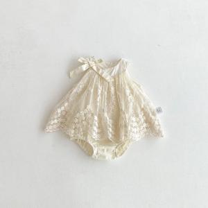 2026 Baby Girl Clothes Cotton Lace Embroidery Bow Romper Dress 0-2Y Baby Girl Birthday Photo Outfit Sleeveless Princess Bodysuit2026
