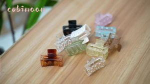 Small Claw Hair Clips for Women Girls 1.5 InchHair Claw Clips 10 Pcs Tiny Hair Jaw Clips Matte Rectangle Nonslip Clip for Thin/Medium Thick Hair with Gift (Black+clear color series)