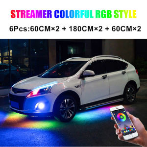 Angelila DC 12V LED Car Underglow Lights Waterproof RGB with Bluetooth APP Control 16 Million Colors Sync to Music Ultra Long Led Neon Accent Under Glow Kit Atmosphere Light
