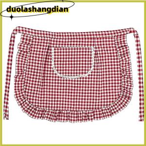 [Duola] ผ้ากันเปื้อนทรงสี่เหลี่ยมผ้ากันเปื้อนครึ่งเอววัสดุผ้าฝ้ายกันคราบระบายอากาศได้ดีเสื้อผ้าทำงานทำอาหารที่บ้านอุปกรณ์ในครัว