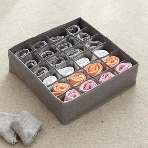 Sock Underwear Organizer Drawer Dividers 16 Cells 24 Cells Drawer Organizer Fabric Closet Organizer Storage Box for Socks Underwear Ties