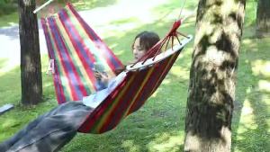 Stable high-strength safety Portable Cotton Rope Outdoor Canvas Hammock with Storage Bag Roller