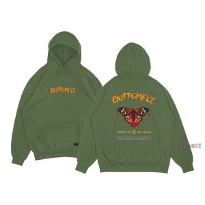 Dezirose Sweater Hoodie Butterfly Fire Fleece Tebal Premium Distro Size M - XXL ( Pria & Wanita )