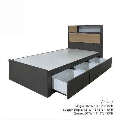 🇸🇬SG Seller🇸🇬 | MADERA Simple Design Storage Bed Frame with Headboard | Wooden Storage Bed | Platform Bed | Bedroom Bed Frame | Single Super Single Queen | Singapore