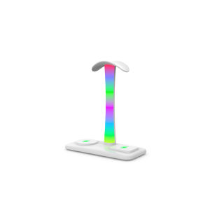 【🔥SG SELLER🔥】RICHMENTGADGET Wireless Charger with RGB Headphone Stand With ChargerGaming Headset Stand For Desk AccessoriesComputer Gaming Accessories For DeskHeadphone Holder RGB LED Colorful Wireless Charging StationGaming Gifts For Airpods Stand