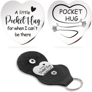 Heart Shaped Keychain Little Pocket Hug from Mom Unique Keychain Fashion Inspirational Gifts for Friends Family