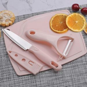 Pisau Set Talenan 3 In 1 / Pisau Set Talenan Pisau Pengupas Buah Sayur Dapur Serbaguna / Pisau Set Talenan 3In1