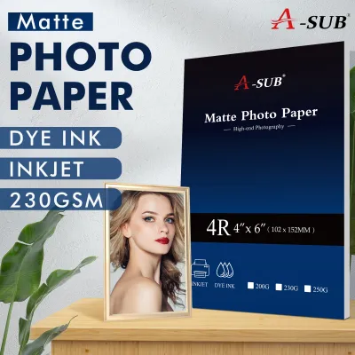 【4R Matte 230gsm】 A-SUB Matte Inkjet Paper 230gsm100pcs Matte Photo Paper 4R Size Matte Coated Paper Study Card
