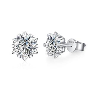 NeeTim 0.3ct-2ct Moissanite Earrings Lab Diamond 925 Sterling Silver with Gold Plated Snowflake Studs Earring Wedding Jewelry2026