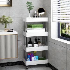 Kệ đựng đồ đa năng 4 tầng C59 Kệ spa 4 tầng có bánh xe đẩy chuyên dụng cho spa phòng tắm bếp chất liệu inox màu trắng TTNTC59