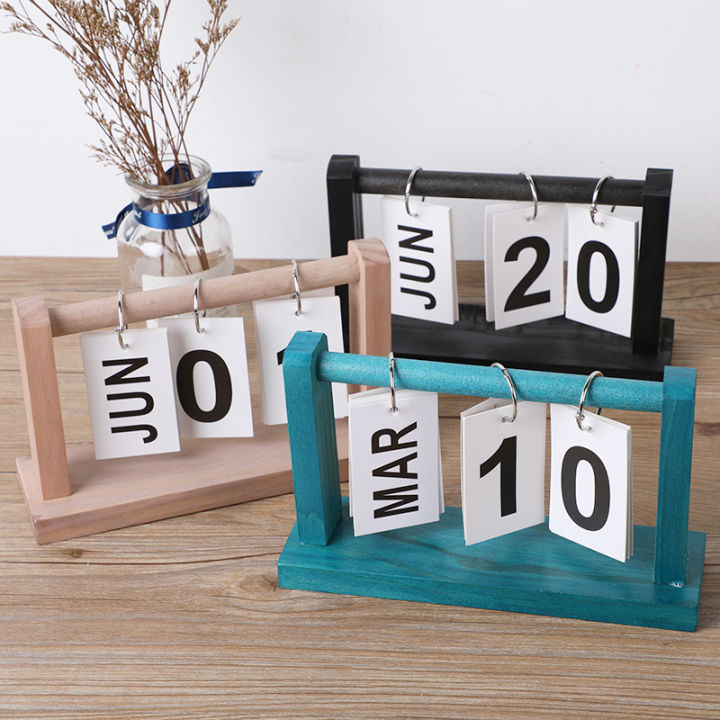 DIY desktop flipping perpetual calendar, wooden art calendar, office ...