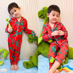 ชุดนอนเด็กผ้าไมโคร แขนยาวขายาว ลายการ์ตูน