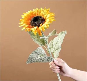 1 Bouquet Artificial Sunflower Flowers Home Garden Wedding Birthday Party Decoration (Yellow&Coffee)
