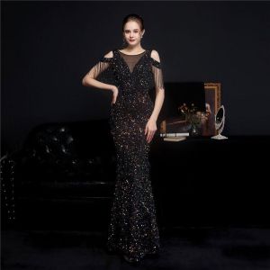 Korean Golden Black White Evening Prom Banquet Wedding Fishtail Dress Gown 26㏇X0407