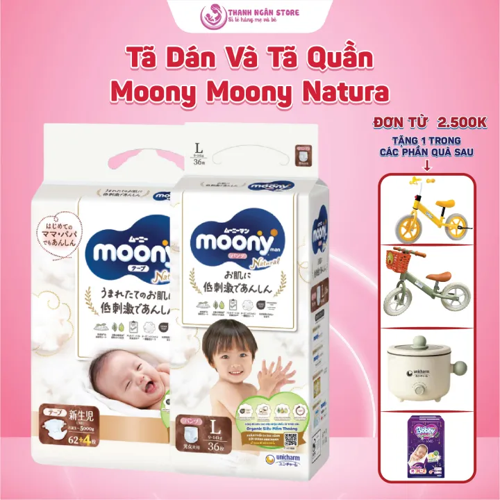 Tã Dán / Tã Quần Moony Natura - Moony Trắng Đủ Size - Moony Dịu Nhẹ Cho Da Nhạy Cảm