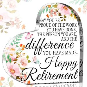 Chunful Happy Retirement Gifts for Women Men Retirement Gifts 2024 Retirement Plaque Keepsakes Retirement Party Decoration for Retired Teacher Boss Nurse Coworker Friends(Nonagon with Stand)