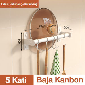 Kitchen bar hitam doff 50cm 80cm 100cm single double gantungan rak dapur pisau panci stainless gantungan dapur sutil panci kait susuk rak