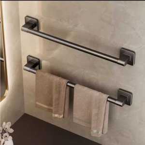 Towel Bar Aluminum Bathroom Towel Hanger Self-Adhesive Towel Rack Ash Balck White Colour