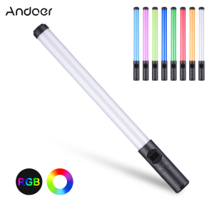 Andoer 20W Handheld RGB Colorful Light Wand LED Photography Light Bi-color Temperature 3000K-6500K Dimmable Brightness 0%-100% CRI>85 with Multiple Special Lighting Effects Carrying Bag Remote Control for Live Streaming Selfie Portrait Studio Photography