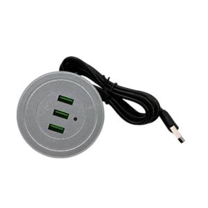Recessed Double USB Desk Socket 2 Outlets 1.7 Meter Cable Type B For Smartphones Tablets Devices