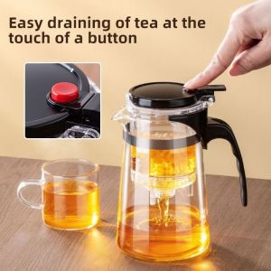 Keranixy Glass Chinese Teapot Tea Maker With Infuser Lid & Filter Office Picnic Home Teaware Coffee Tea Kettle