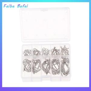 [Feibe Befei] 100pcs box Fishing Hooks Carbon Steel Single Circle Fishhook Fishing Accessories