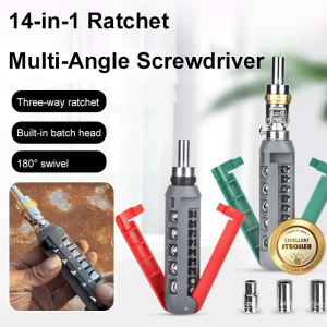 14-in-1 Universal Ratchet Screwdriver Cross Flat Head Special-Shaped Screwdriver Socket Combination Set Convenient Multi-Function 4合一万向棘轮螺丝刀