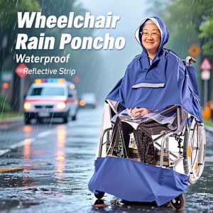 AZDH ไม่ซึมน้ำ ผ้าคลุมกันฝนสำหรับรถเข็น ใช้ซ้ำได้ แถบสะท้อนแสง ชุดกันฝนสำหรับสกู๊ตเตอร์ไฟฟ้า แบบพับได้ พร้อมฮู้ด ชุดกันฝน รถสกู๊ตเตอร์เคลื่อนที่
