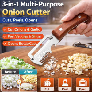 3-in-1 Multifunctional Stainless Steel Onion Cutter/Scallion Slicer/Onion Cutter/Stainless Steel/3-in-1/Multifunctional/Vegetable Shredder/Time Saving/Kitchen Gadget