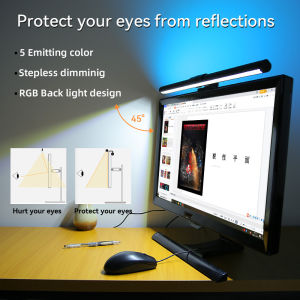 CHENBEN Monitor Light Bar Stepless Dimming RGB Office Computer Screen Hanging Light Bar 3 Switchable Light Modes DC5V USB Eye-Caring Desk Lamp for Study Reading Backlight for Game